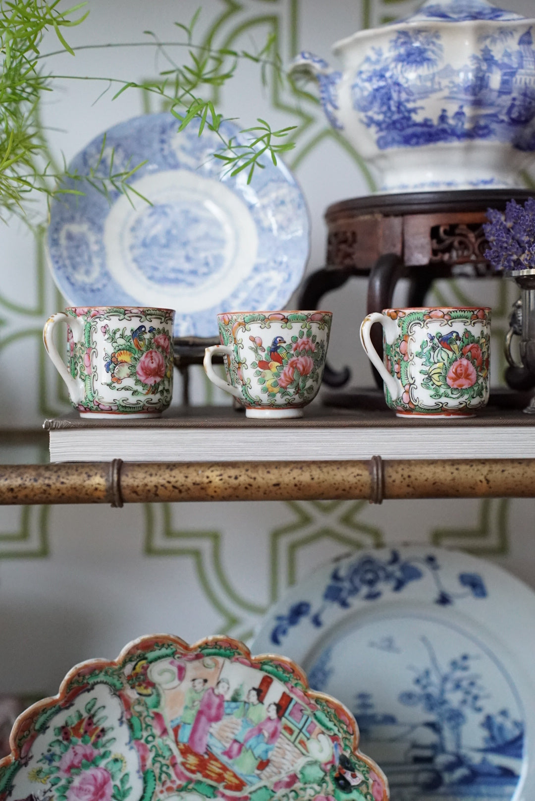 Set of 3 — Antique Chinese Export Rose Medallion Cups