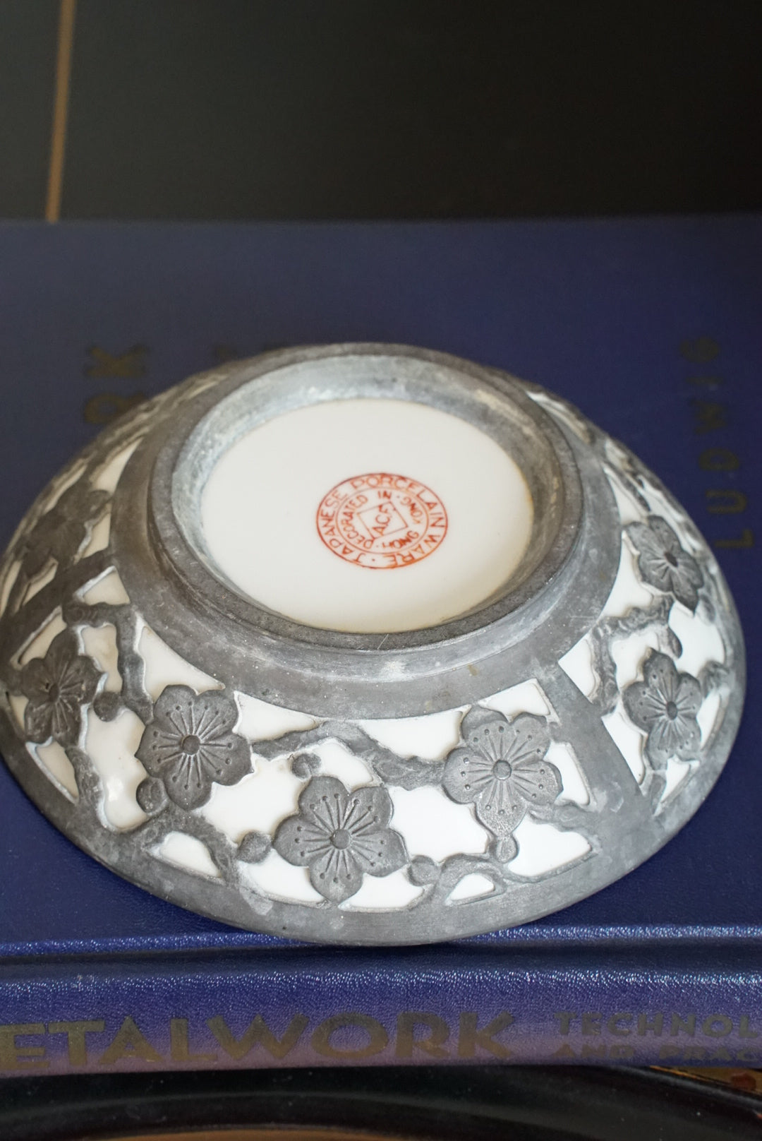 Vintage Famille Verte Bok Choy Plate with Cherry Blossom Encasing