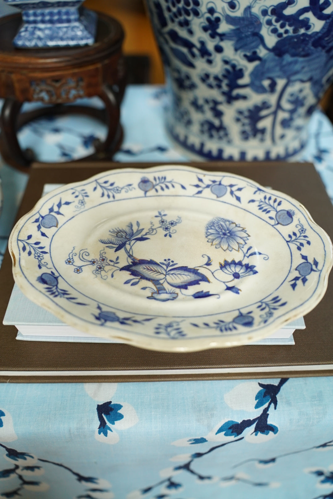 Antique Grimwades Carro Blue (Blue Onion)Tureen with Underplate