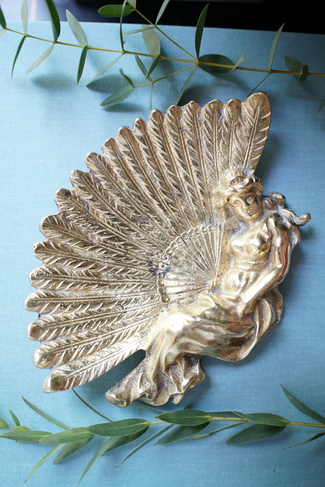 Vintage Art Nouveau Brass Tray