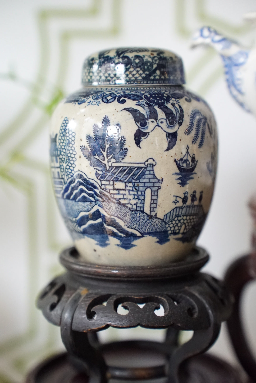 Vintage Petite Blue Willow Ginger Jar