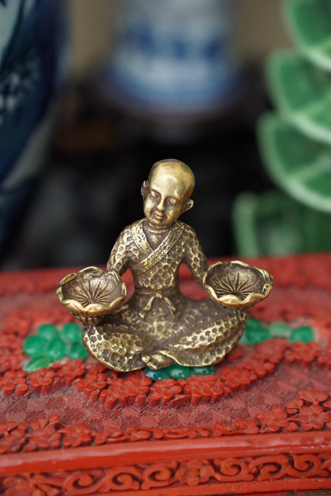 Brass Meditating Monk