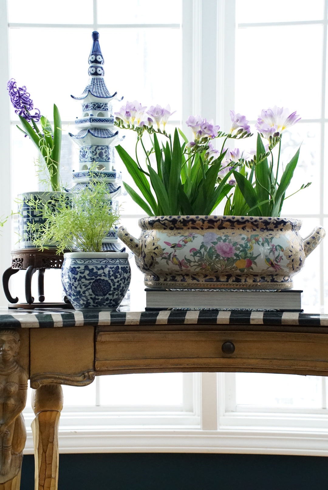 Stunning XL Blue and White Pagoda