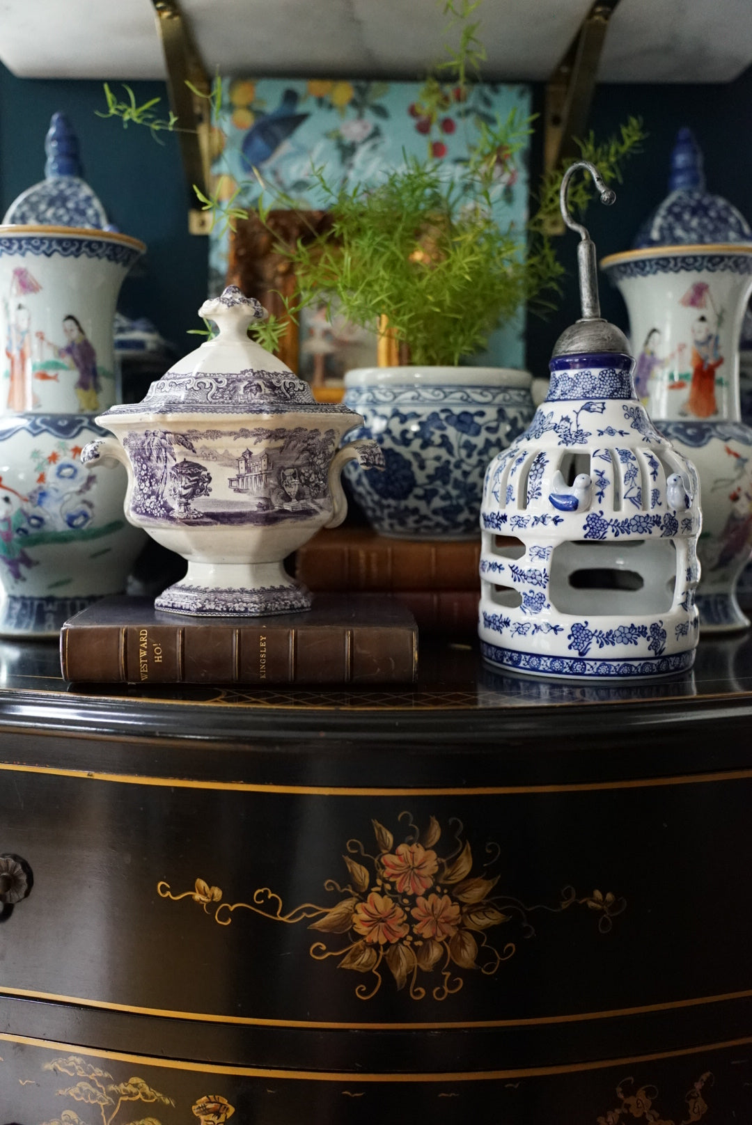 Vintage Chinoiserie Bird Cage/Bird Feeder