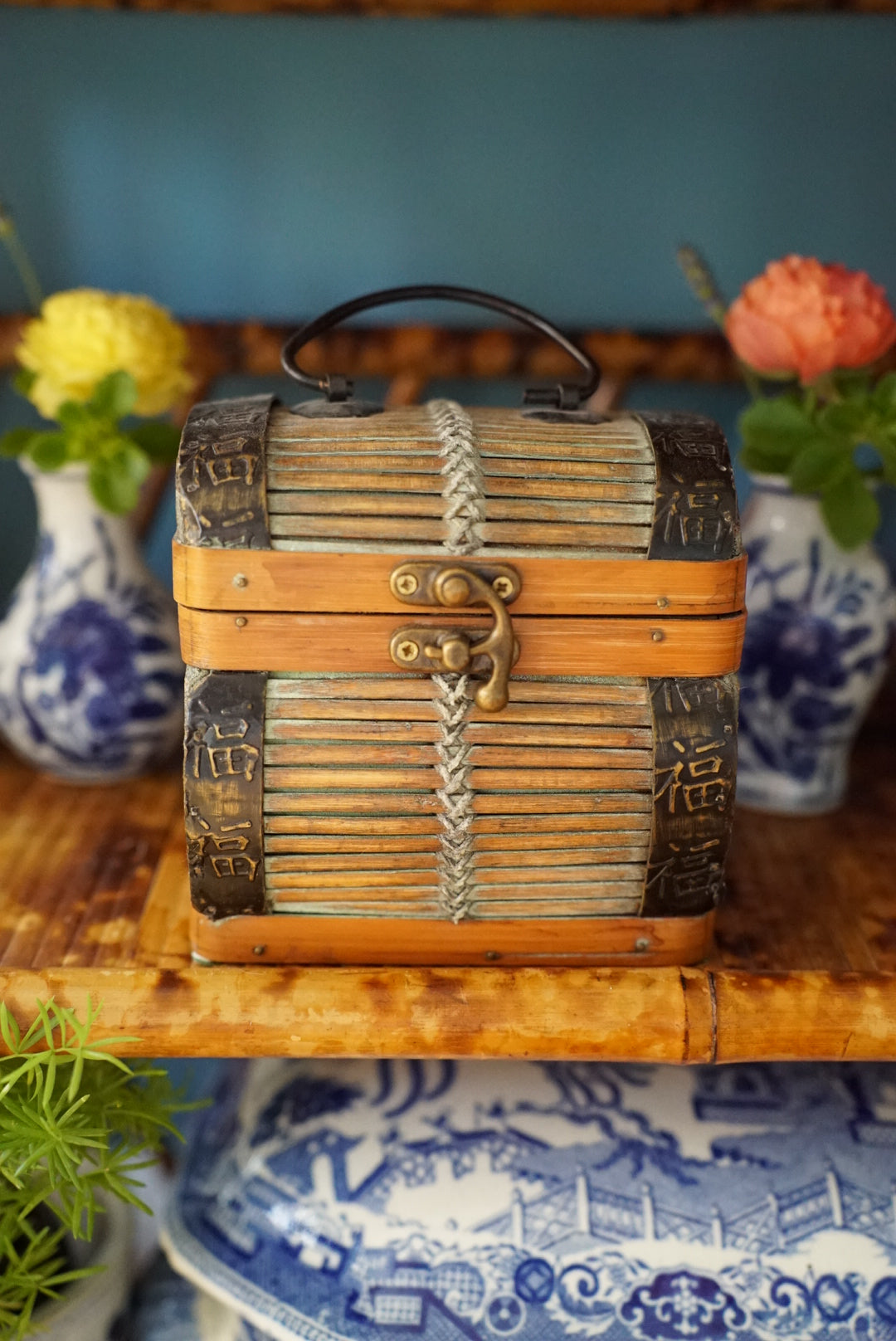 Vintage Small Bamboo Chest