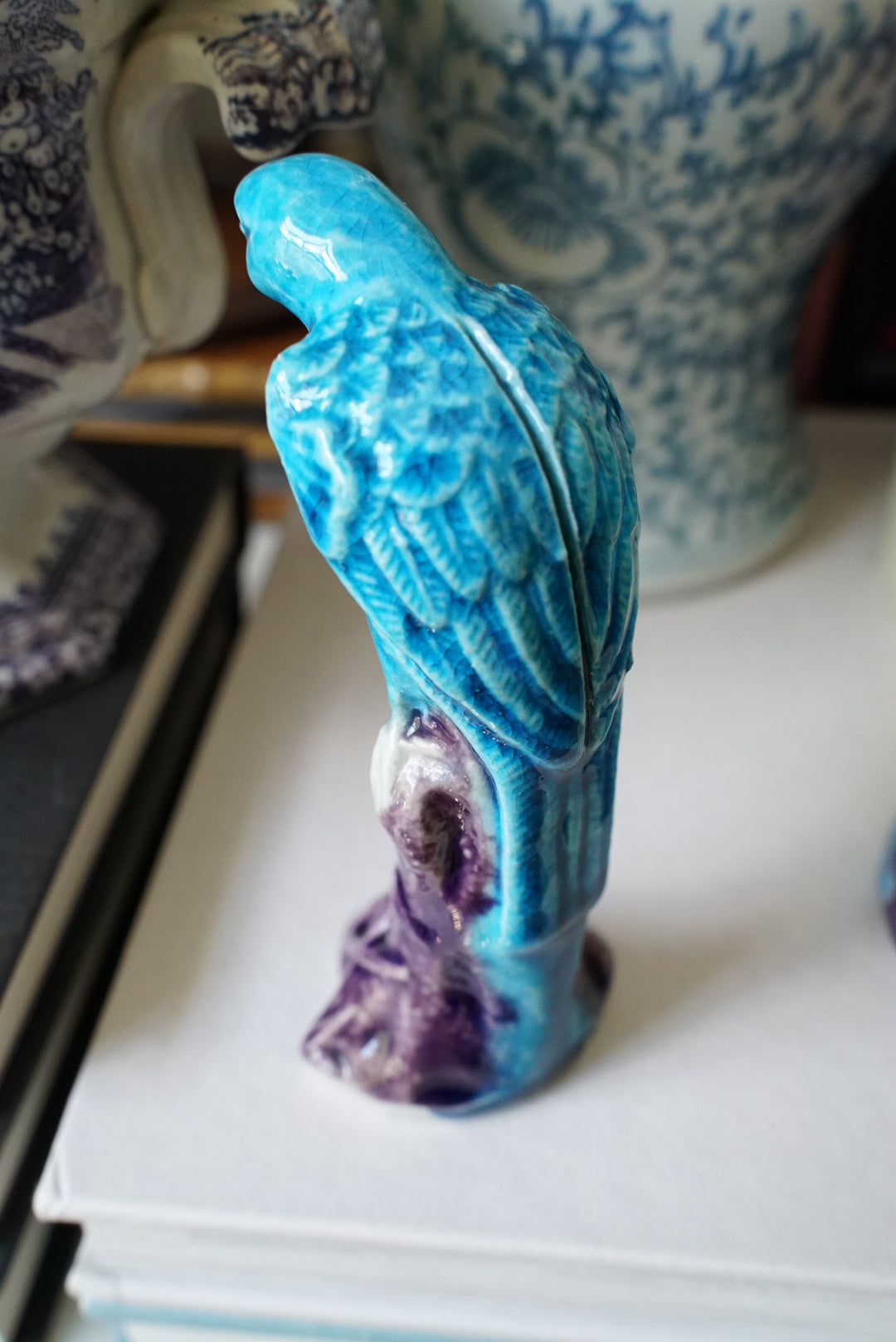 Vintage Turquoise Mud Bird Figurines