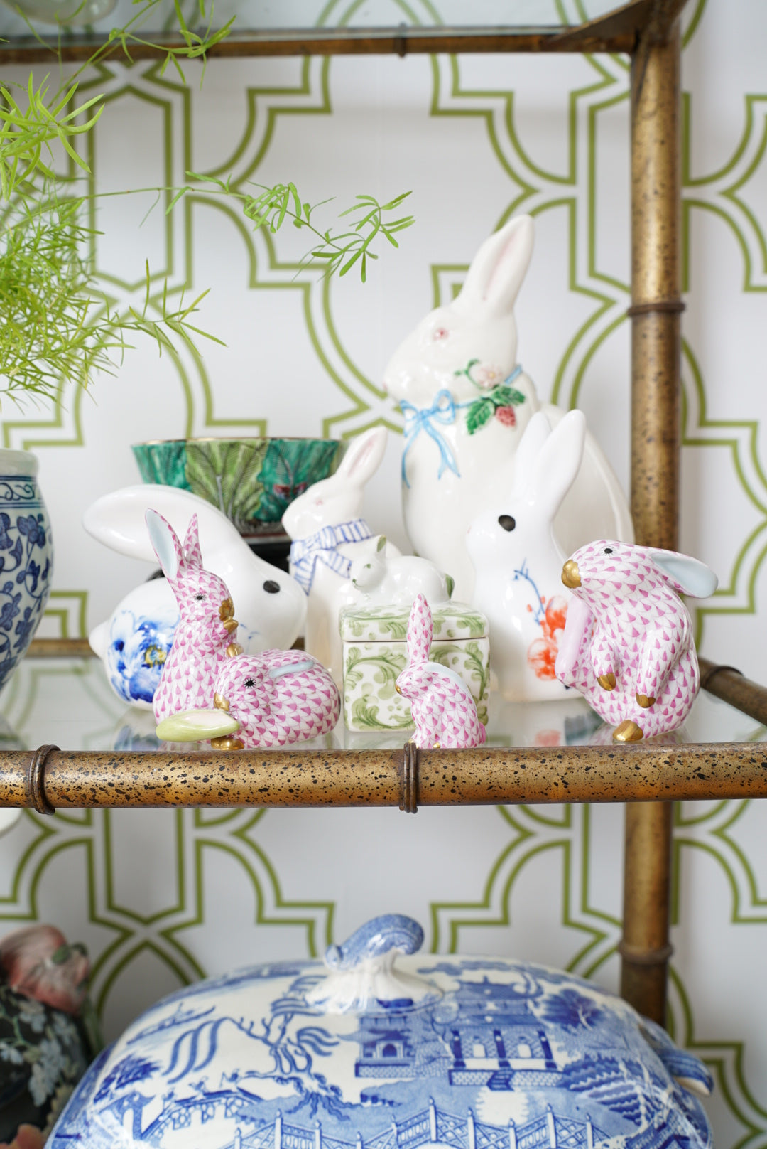 Vintage Large Haldon Group Bunny in Blue Bow and Strawberries