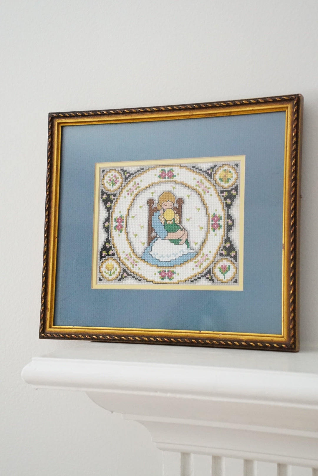 Vintage Mother and Child Needle Point