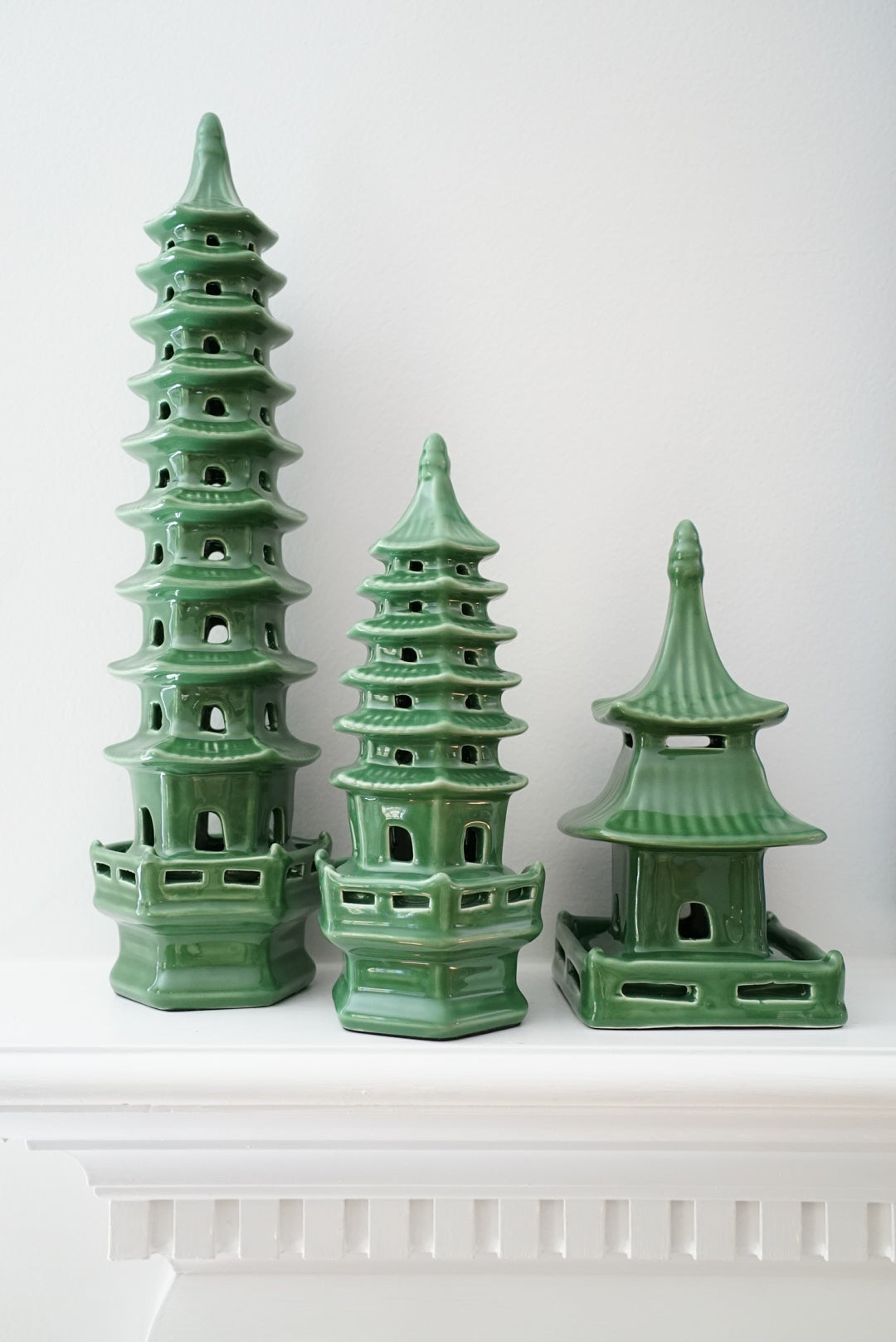 Green Glazed Pagodas-Three Sizes