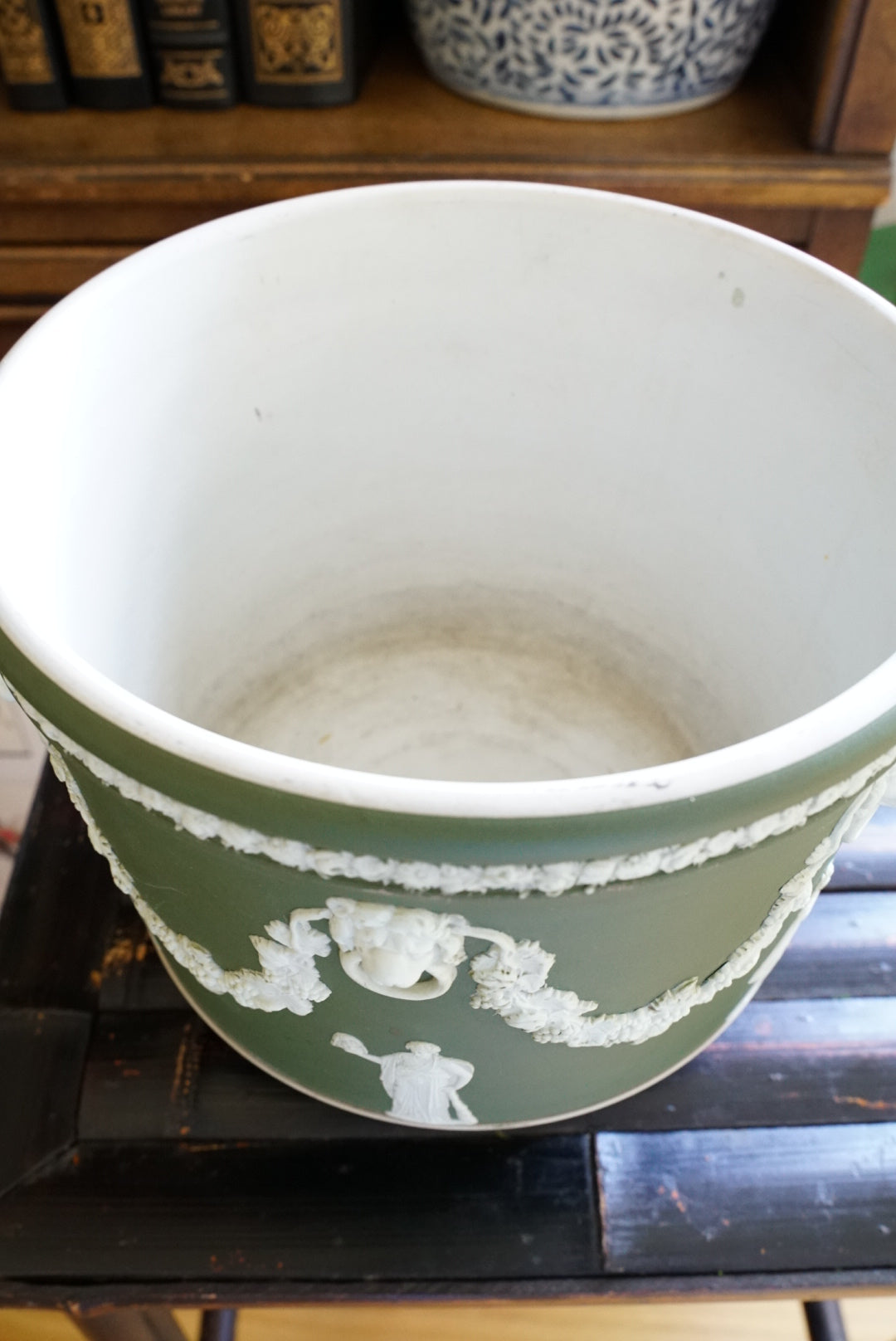 Antique Large Wedgwood Green “Muses” Jardiniere (Please Read)