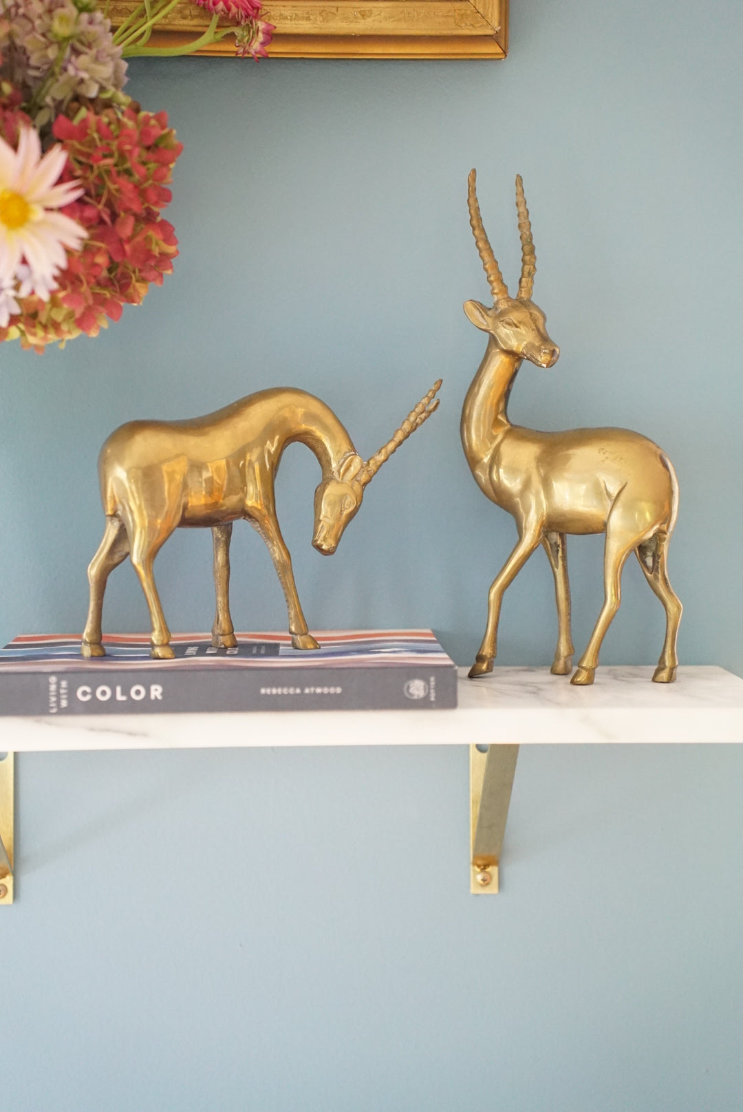 Pair of — Large Vintage Brass Gazelle