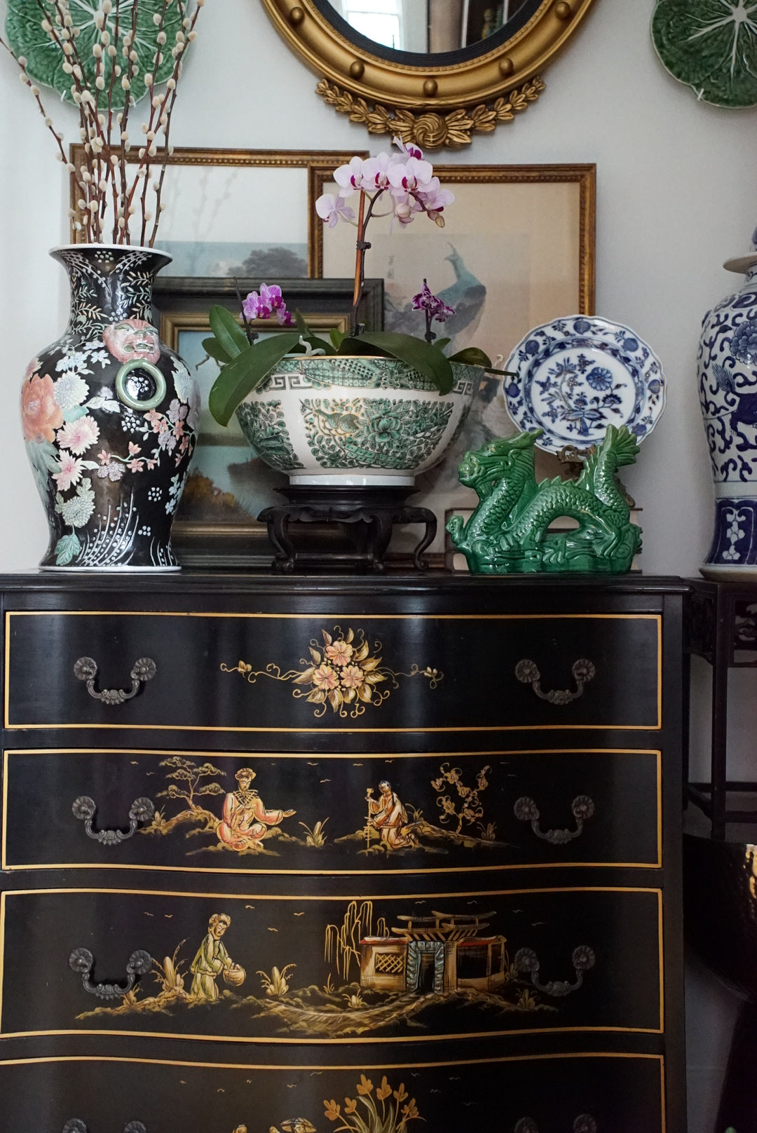 12” Large Green Fitzhugh Centerpiece Bowl