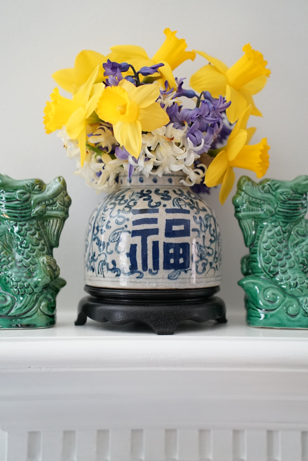 Blue and White Waterdrop Vase with Fortune Symbol