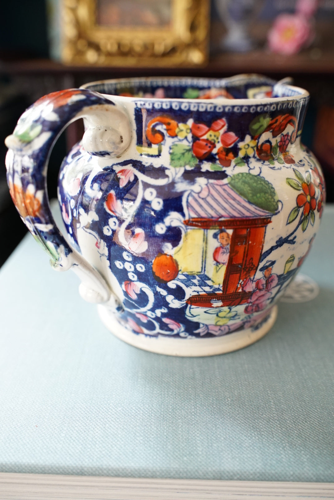 Antique Petite Georgian Transferware Jug — “Boy in the Door”