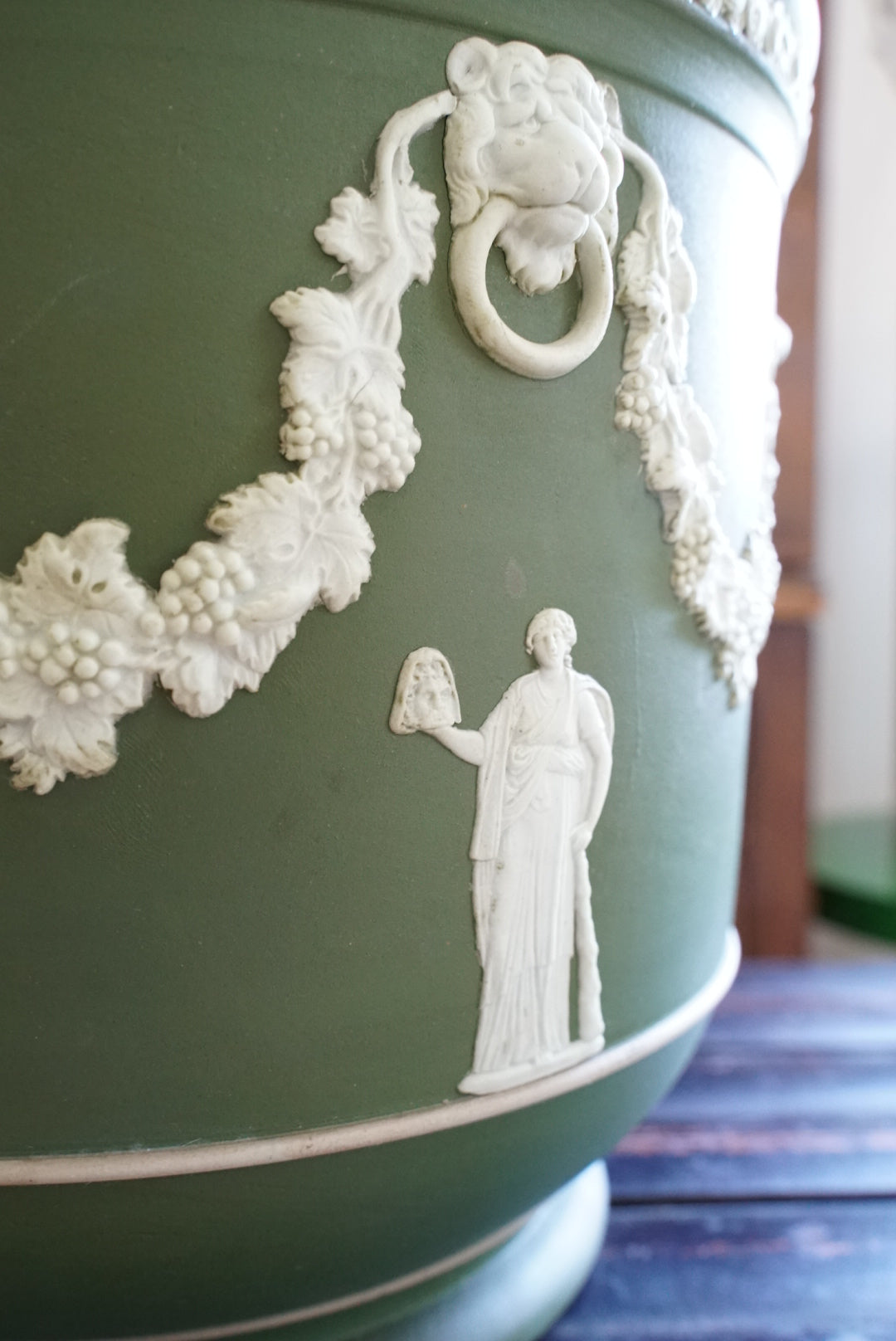 Antique Large Wedgwood Green “Muses” Jardiniere (Please Read)