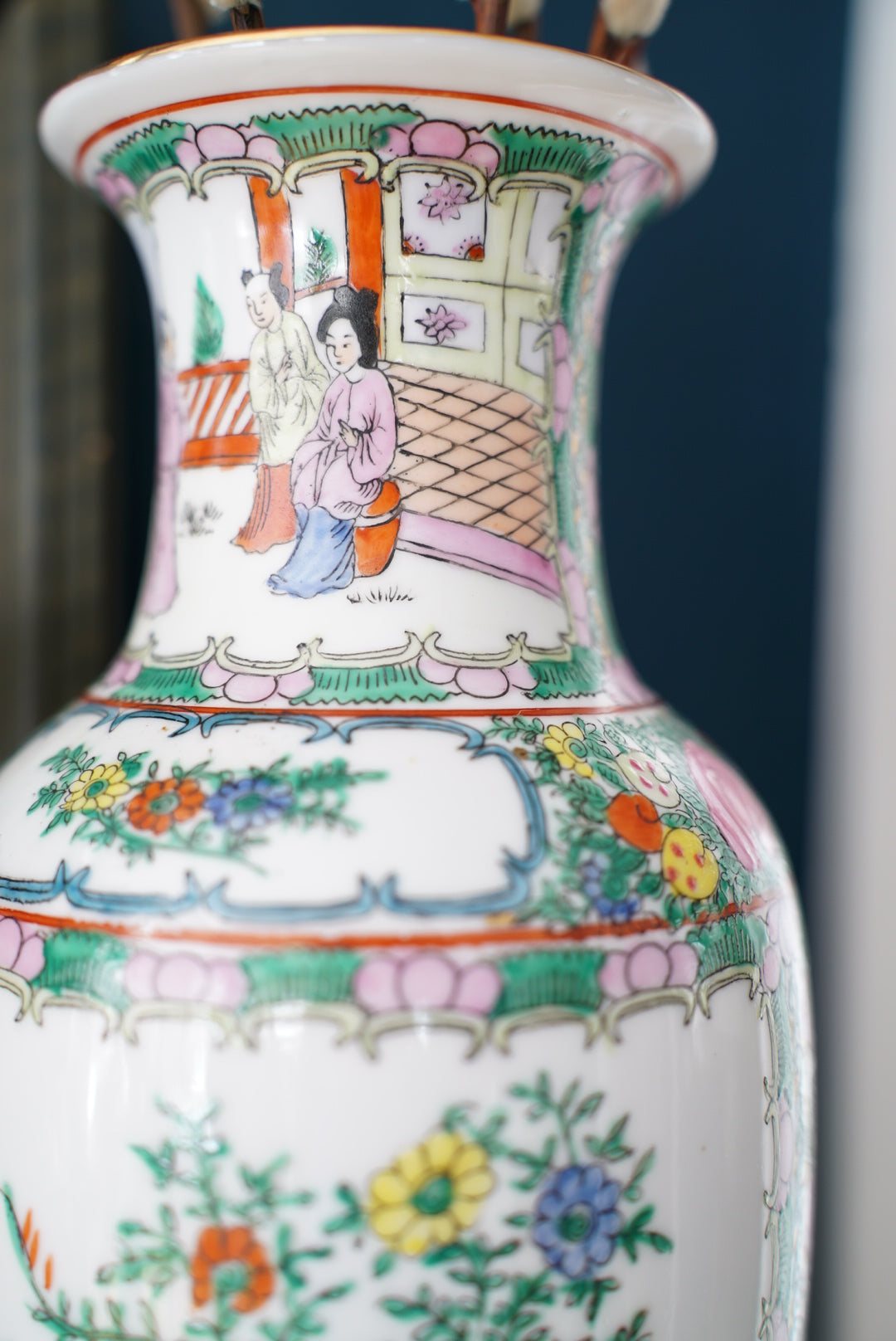 Pair of — Vintage Rose Medallion Vases