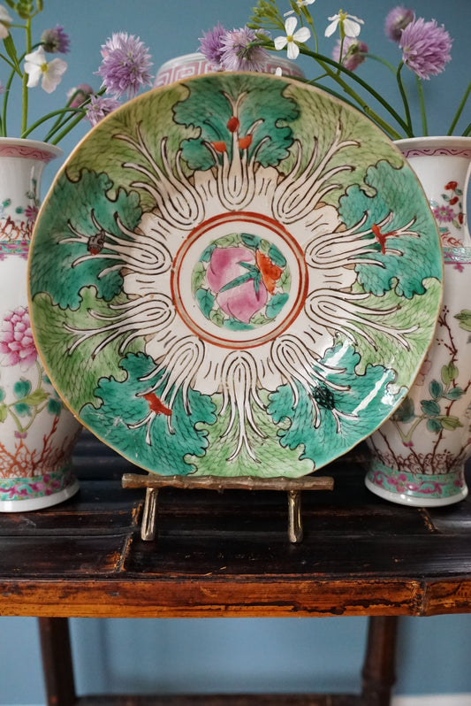 Antique Famille Verte Bok Choy Plate