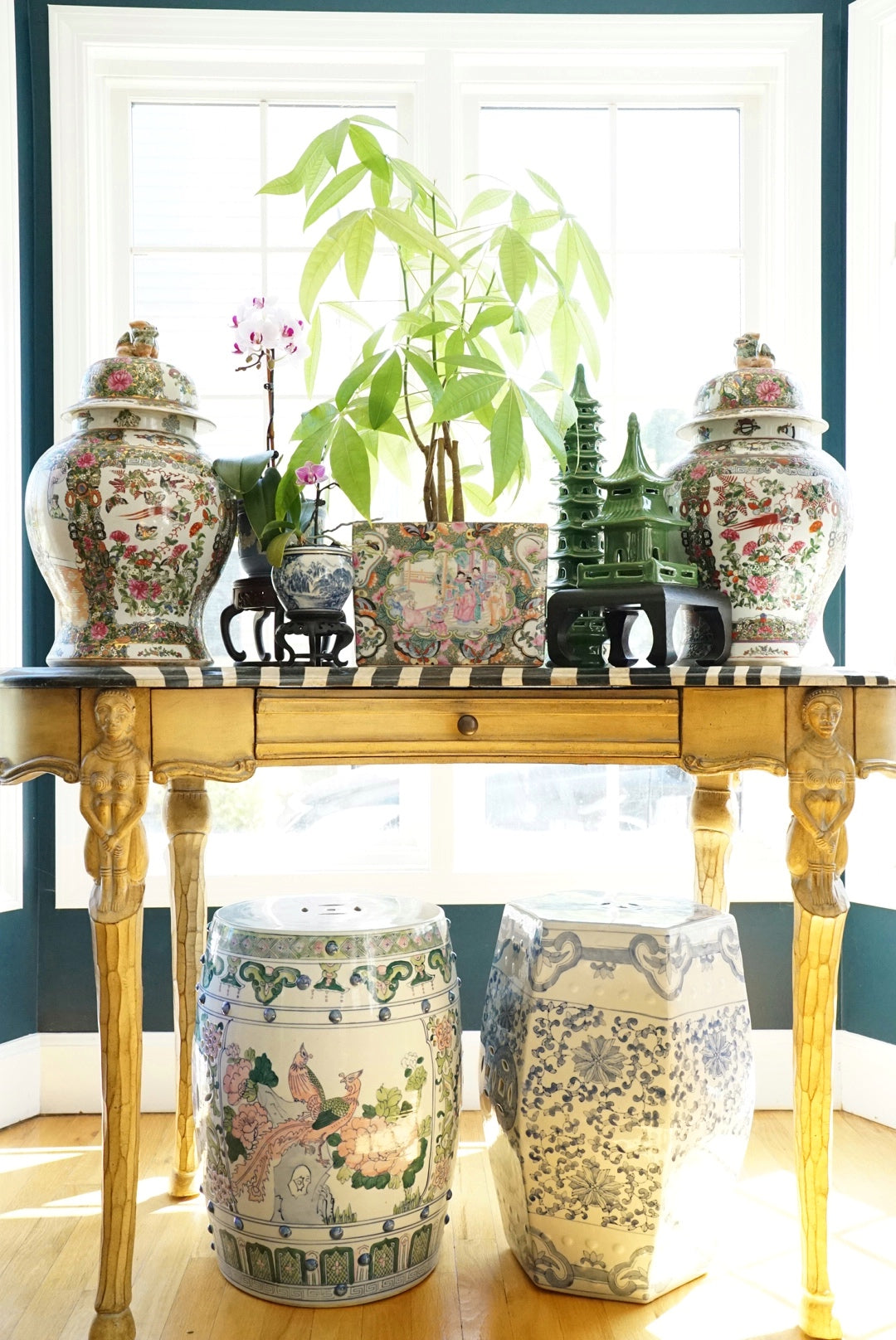 Vintage Rose Medallion Cachepot