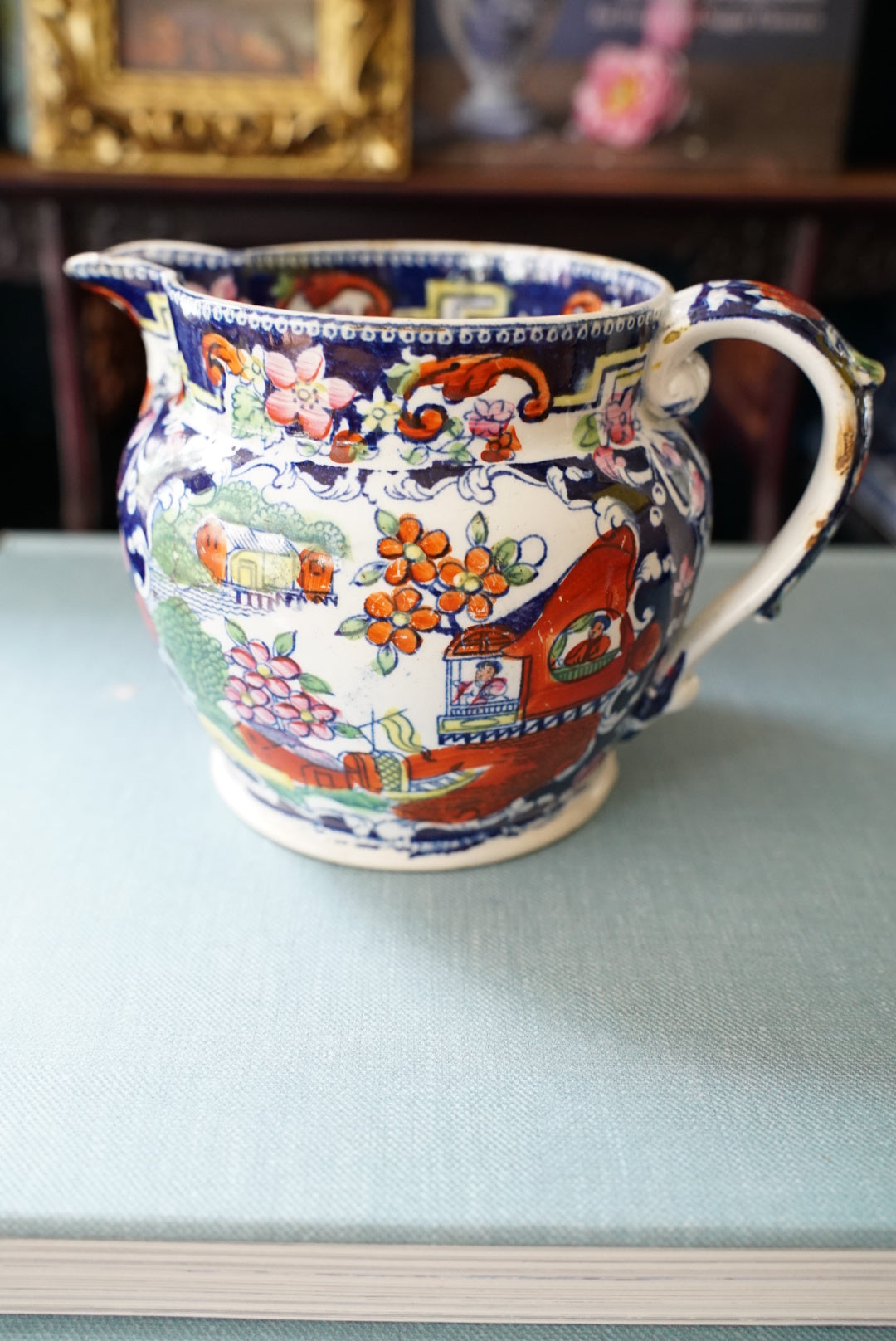Antique Petite Georgian Transferware Jug — “Boy in the Door”