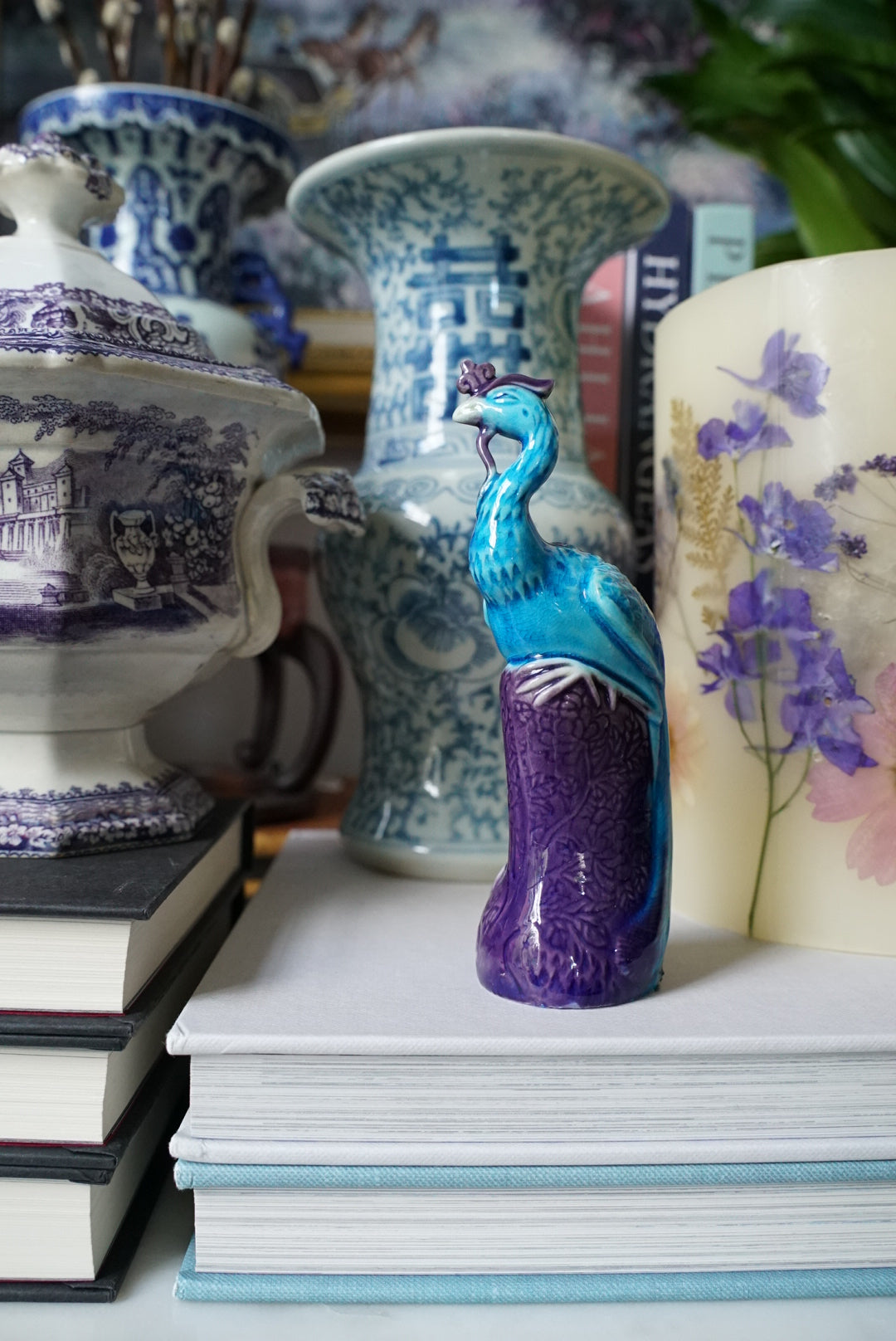 Vintage Turquoise Mud Bird Figurines