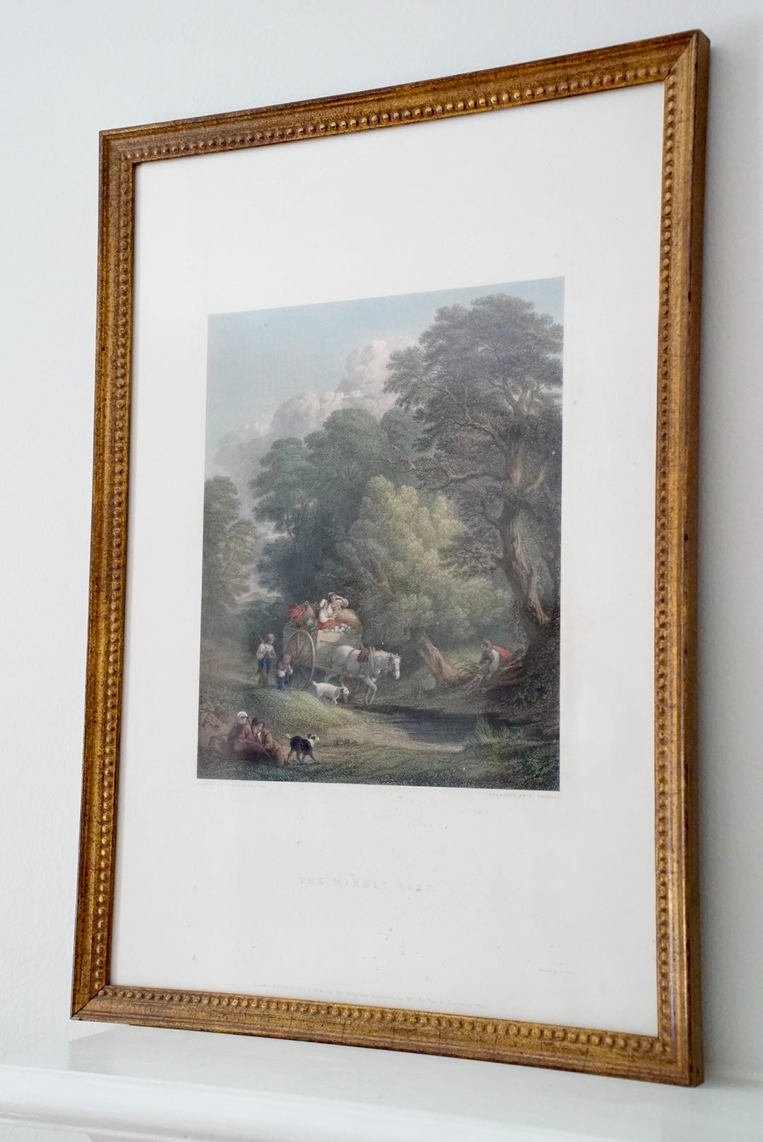 Antique Engraving — “The Market Cart” c. 1836