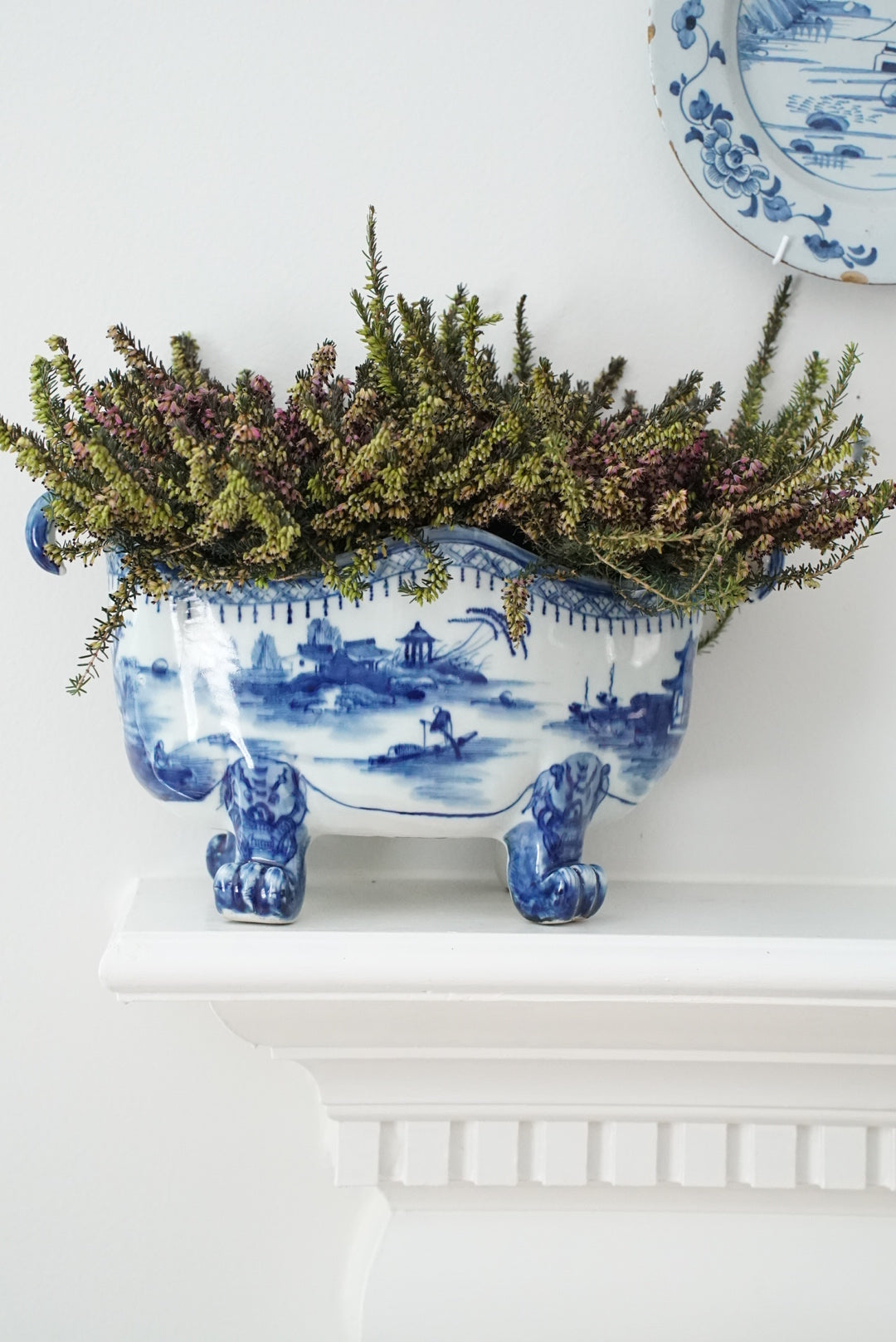 Antique Blue Canton Claw-footed Cachepot