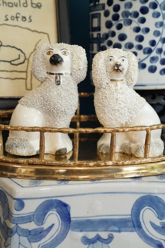 Pair of — Antique Staffordshire Confetti Poodles