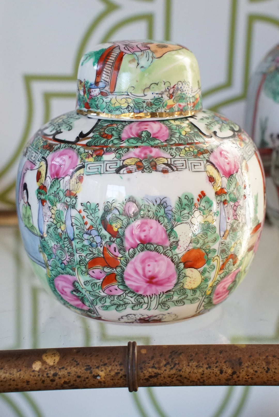 Medium Vintage Rose Medallion Ginger Jar