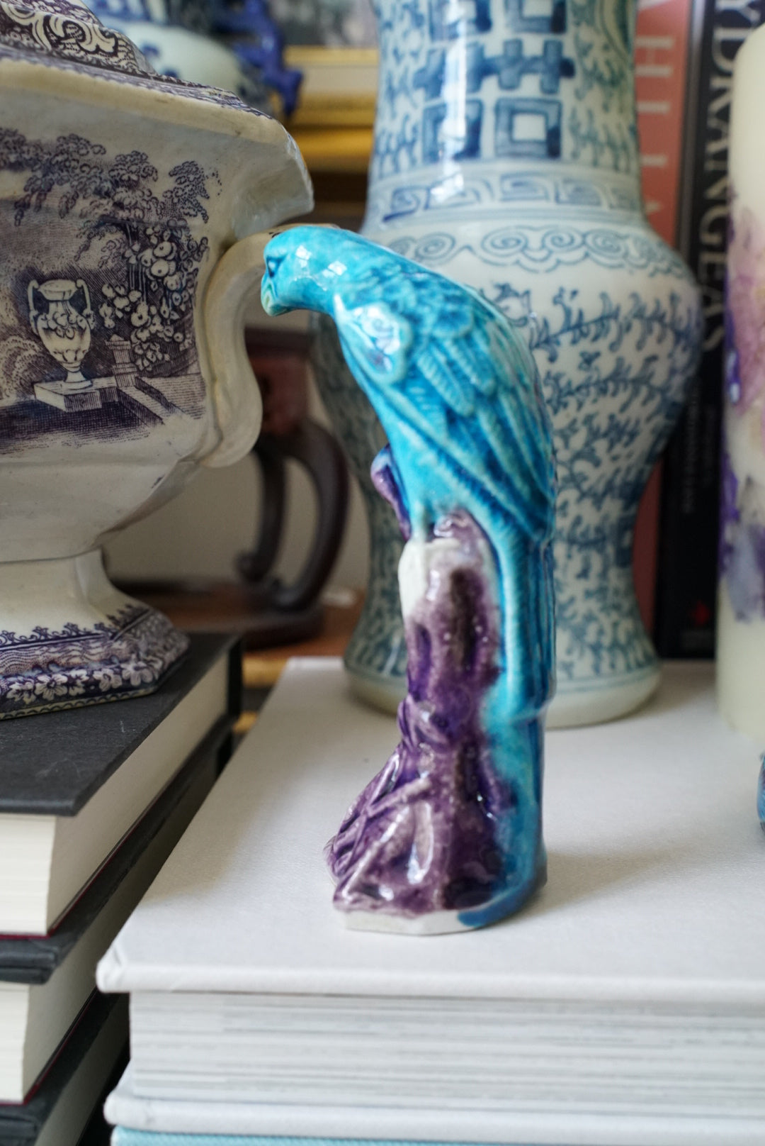 Vintage Turquoise Mud Bird Figurines