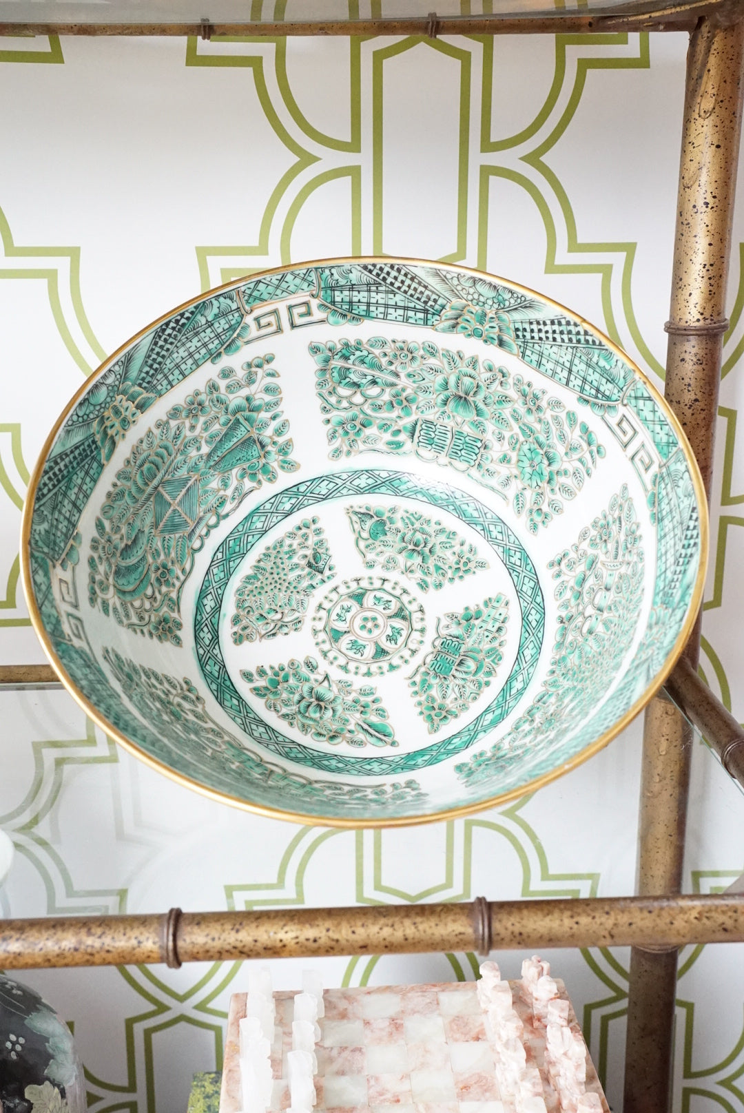 12” Large Green Fitzhugh Centerpiece Bowl