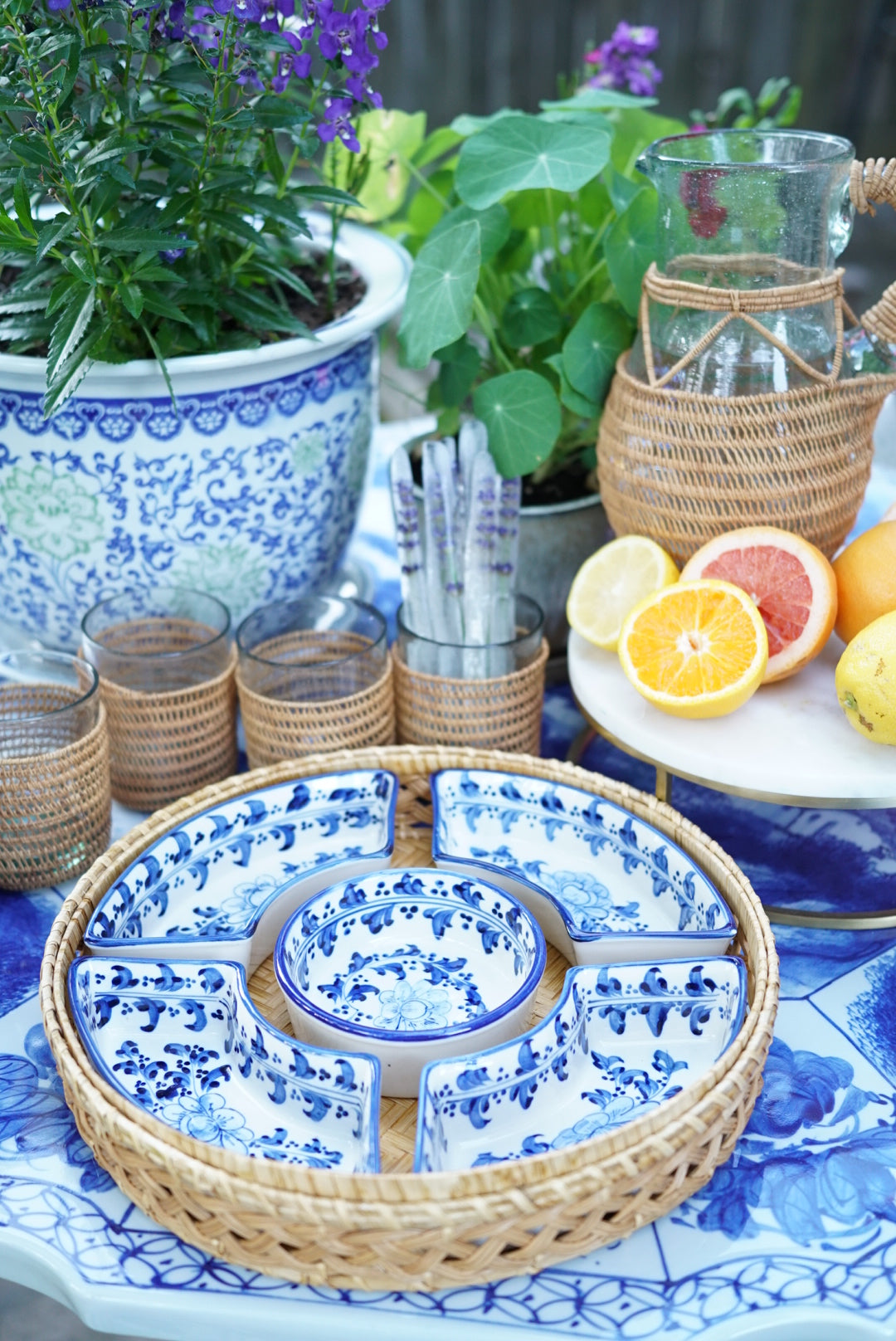 Vintage 10” Blue and White Serving Platter
