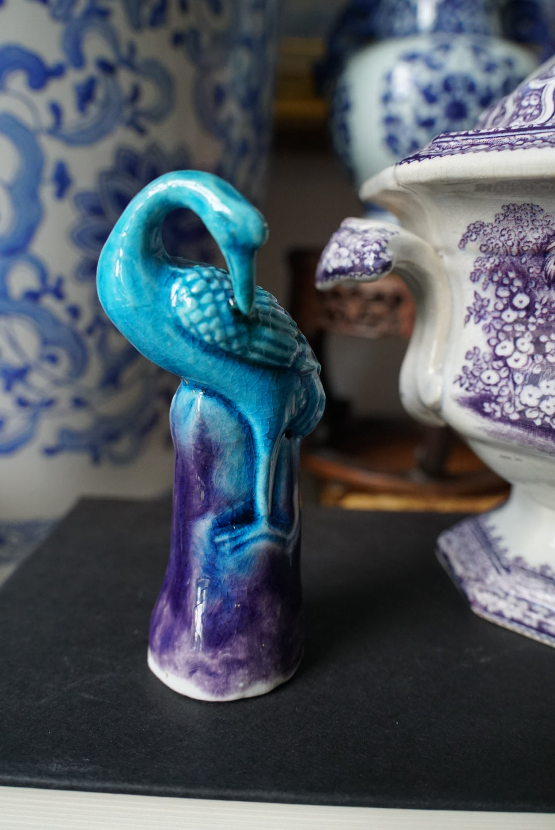 Vintage Turquoise Mud Bird Figurines
