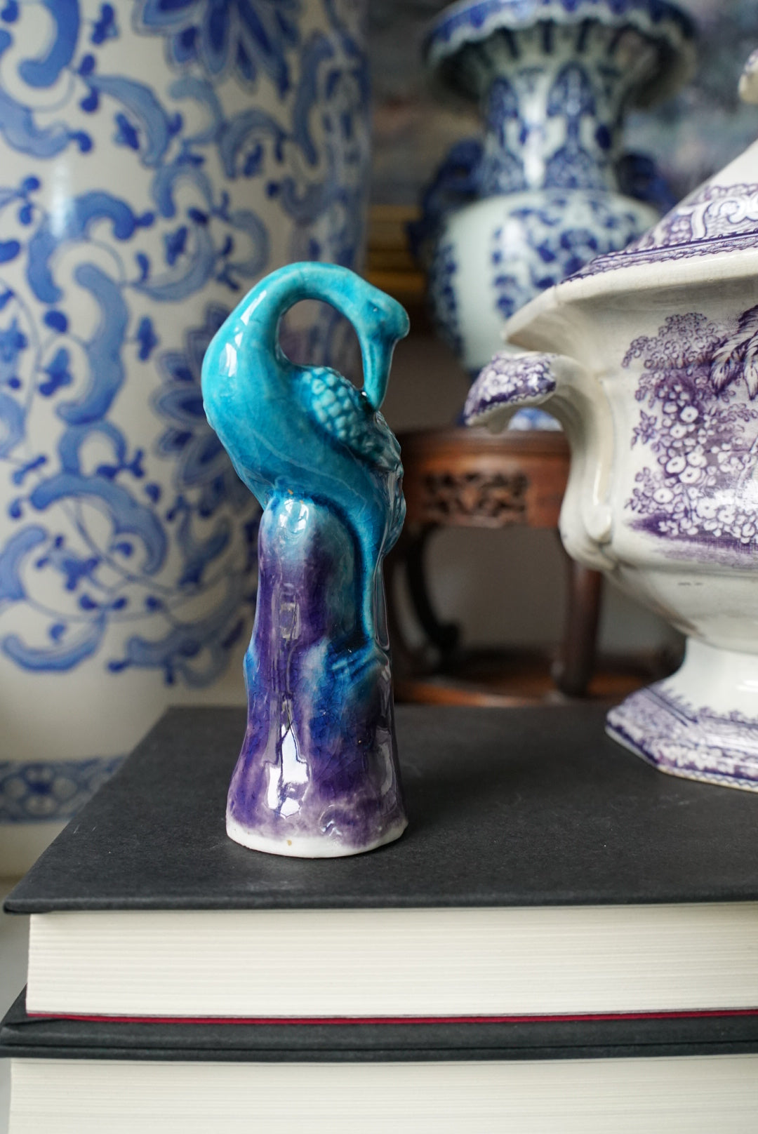 Vintage Turquoise Mud Bird Figurines