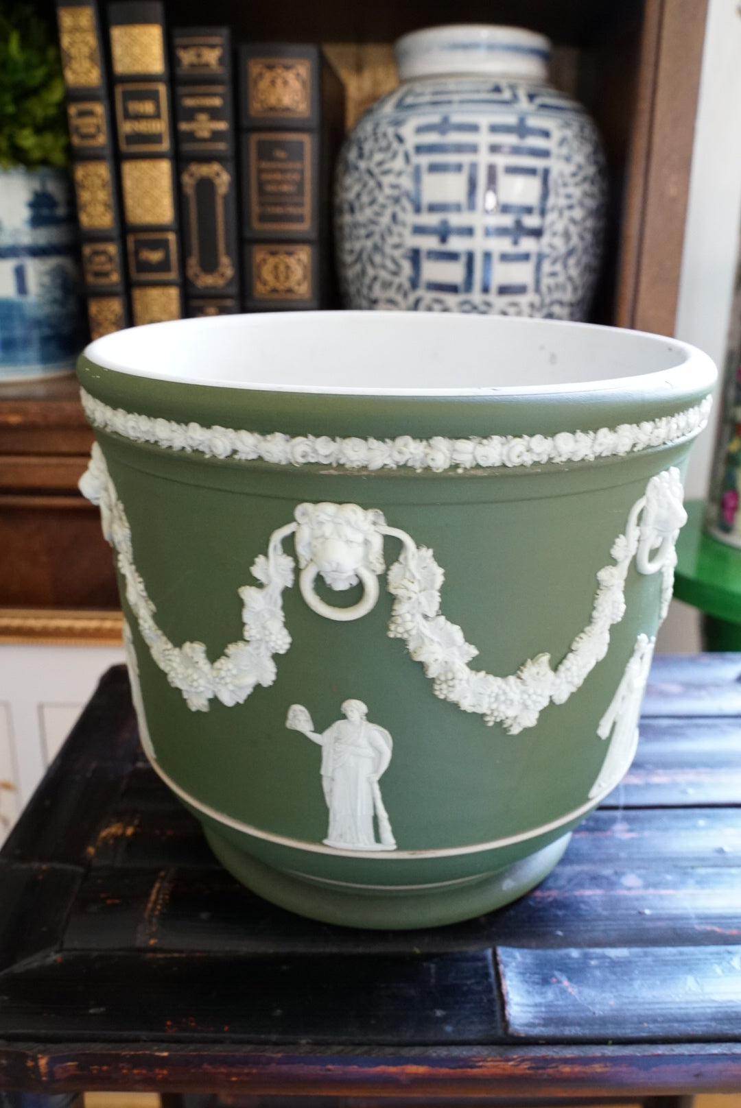 Antique Large Wedgwood Green “Muses” Jardiniere (Please Read)