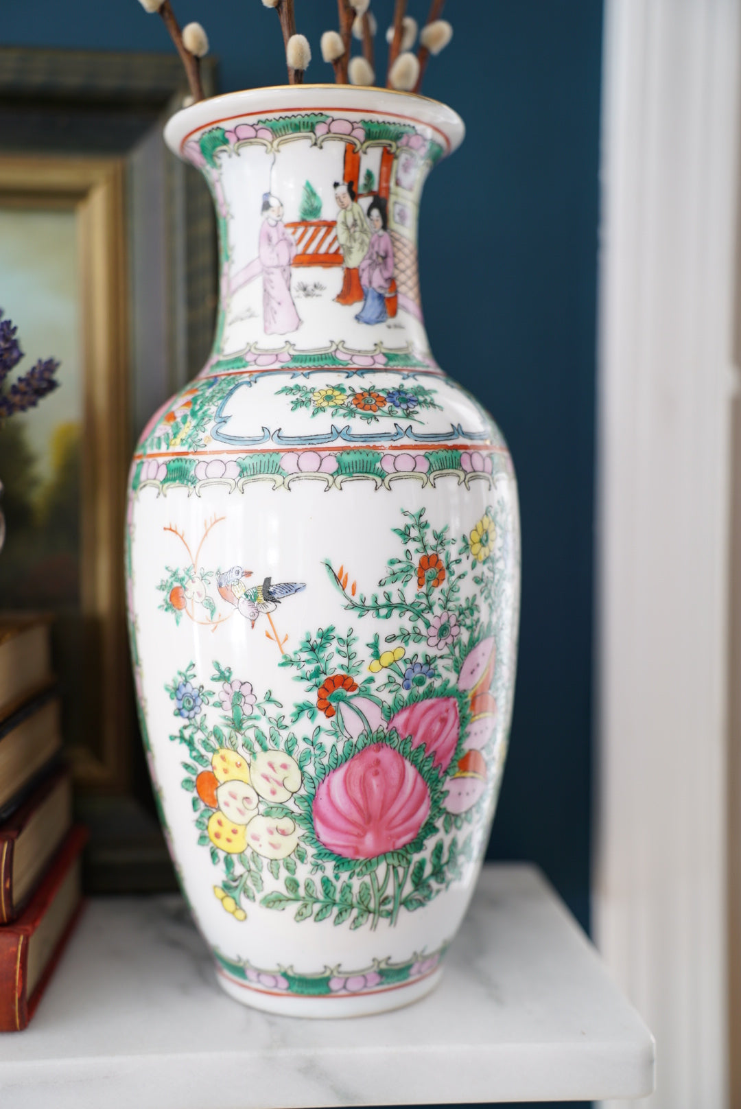 Pair of — Vintage Rose Medallion Vases