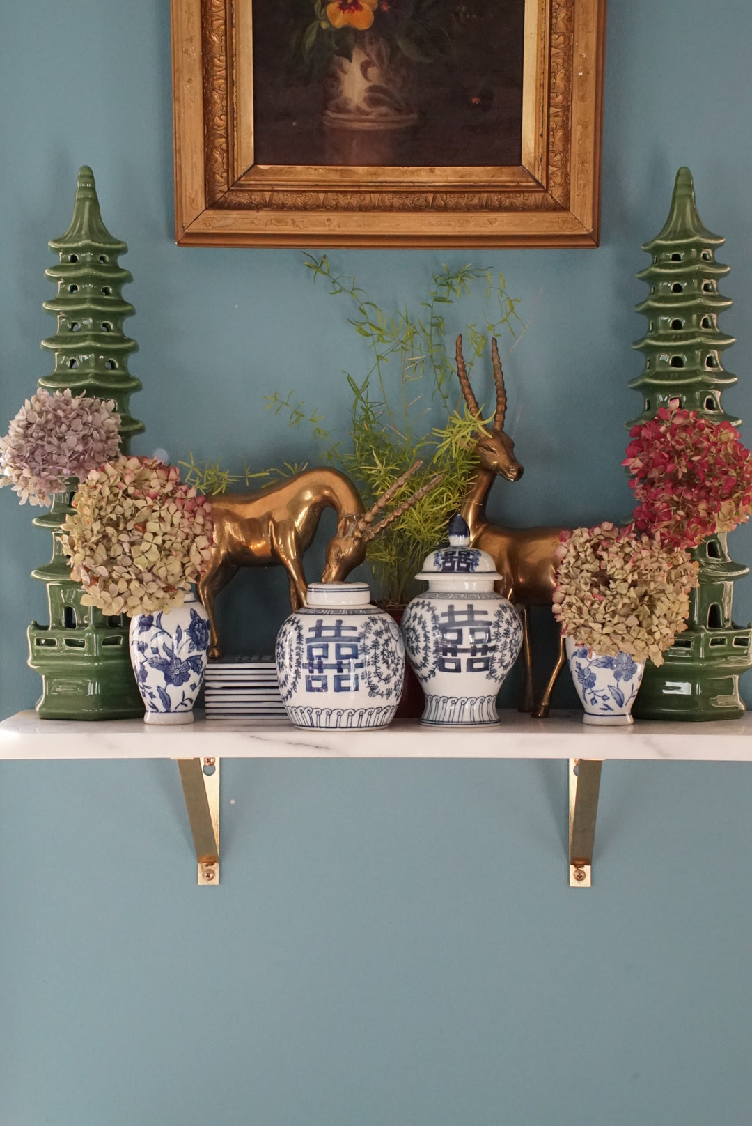 Pair of — Large Vintage Brass Gazelle