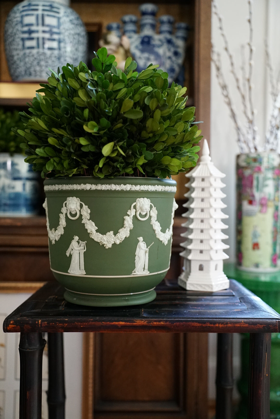 Antique Large Wedgwood Green “Muses” Jardiniere (Please Read)