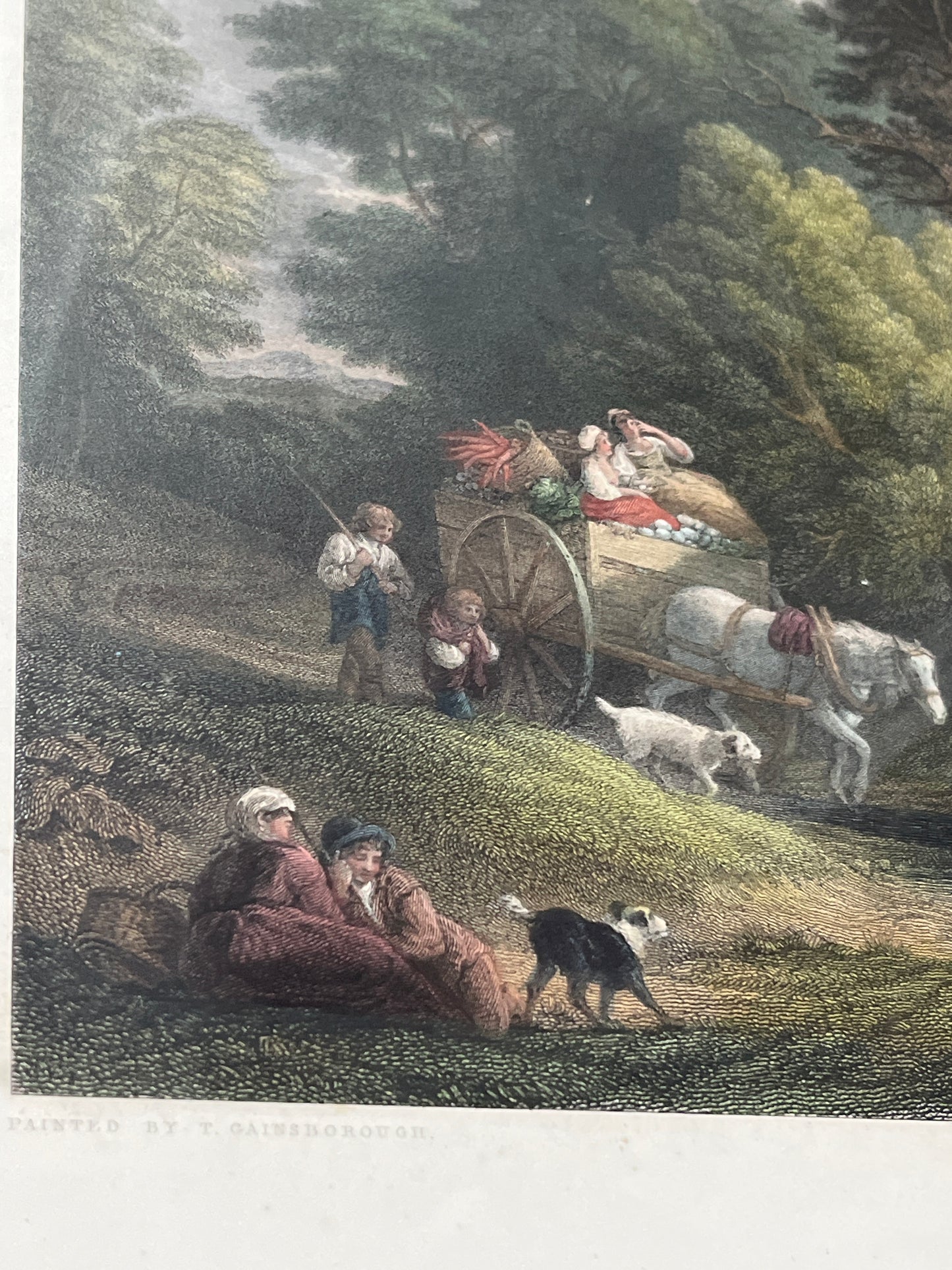 Antique Engraving — “The Market Cart” c. 1836