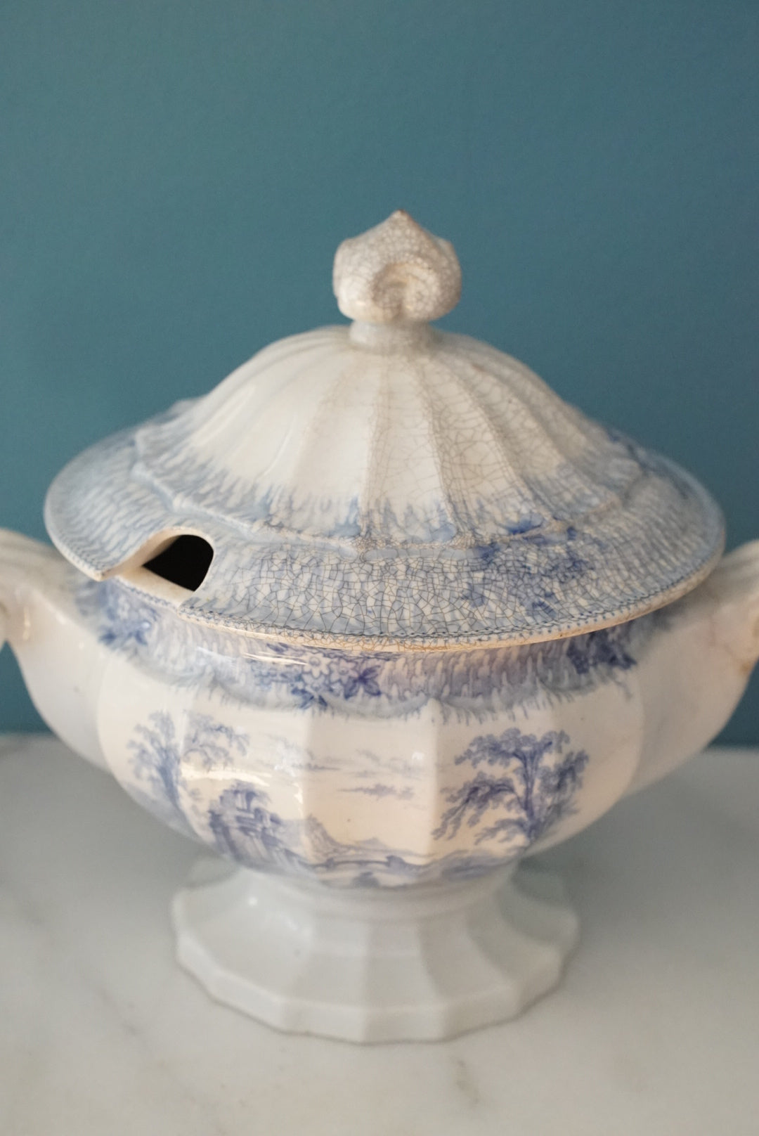 Antique Blue and White Transferware Tureen