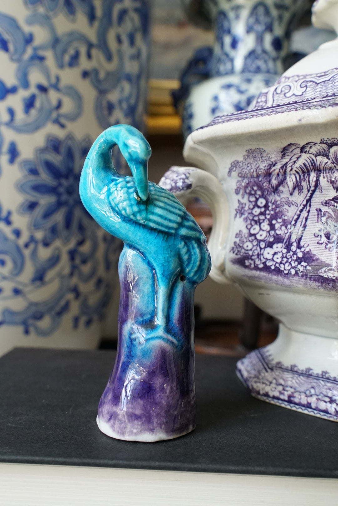 Vintage Turquoise Mud Bird Figurines