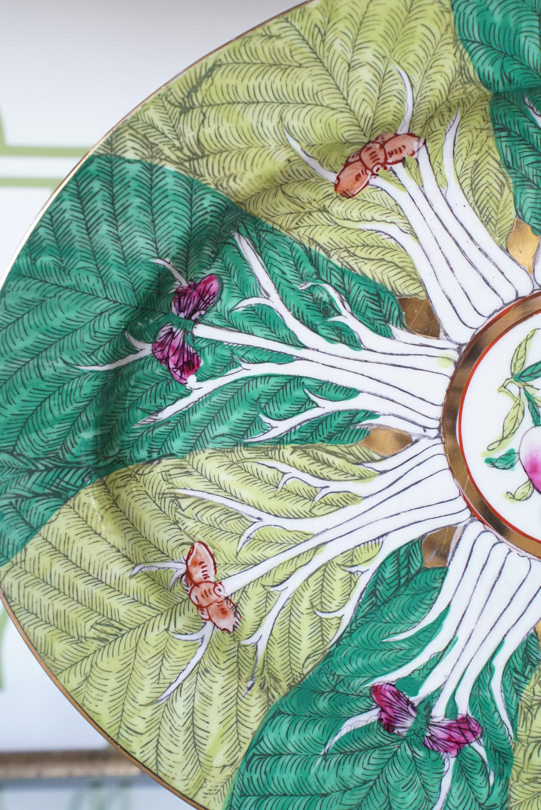 Vintage Famille Verte Bok Choy Oval Platter