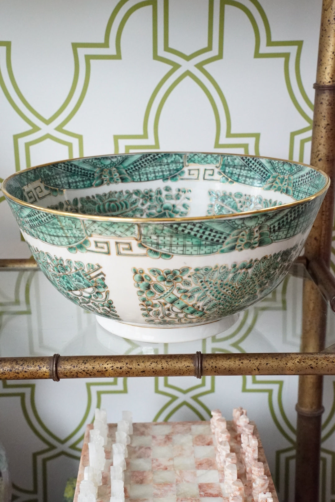 12” Large Green Fitzhugh Centerpiece Bowl