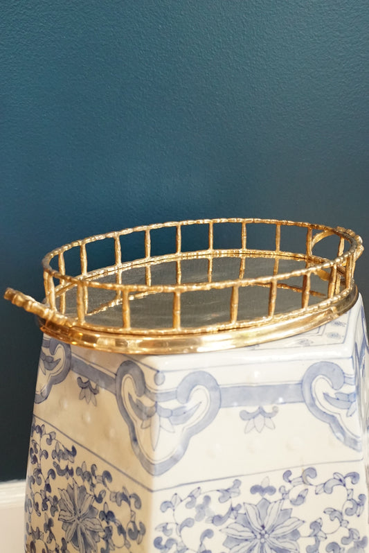 Vintage Brass Faux Bamboo Tray