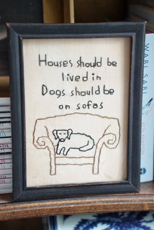 Vintage Needlepoint Dog at Home