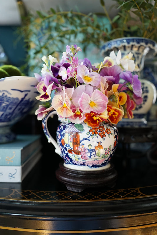 Antique Petite Georgian Transferware Jug — “Boy in the Door”