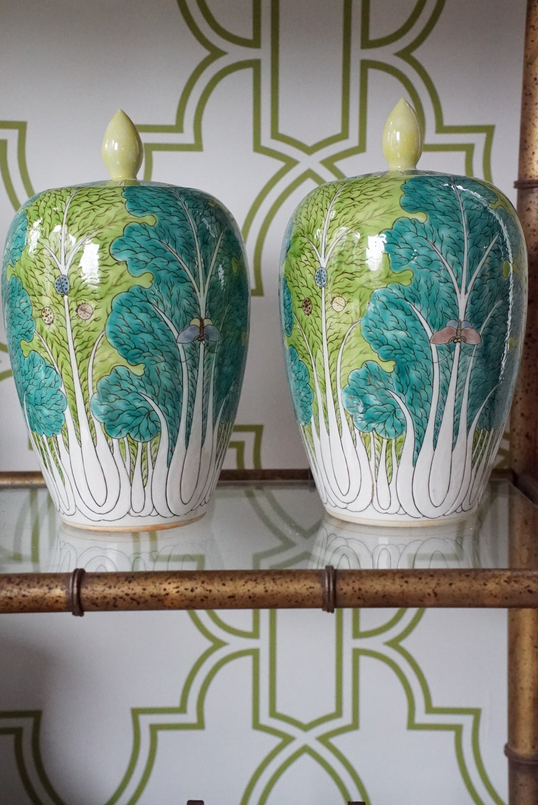 Famille Verte Bok Choy Melon Jars