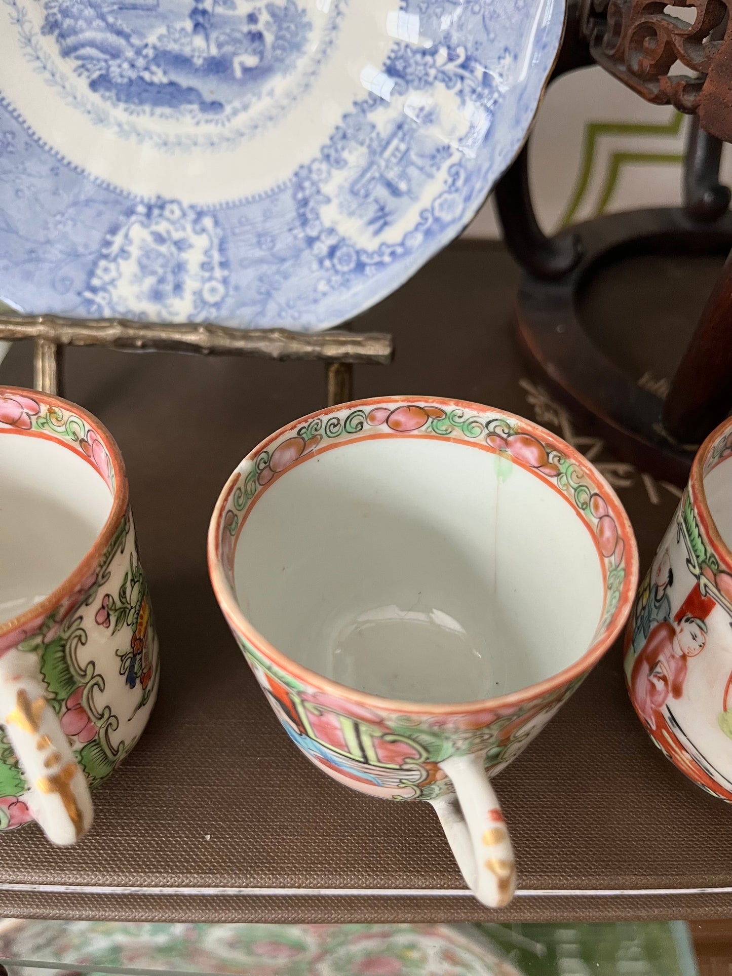 Set of 3 — Antique Chinese Export Rose Medallion Cups