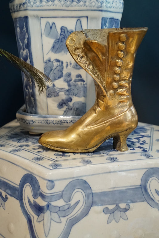 Vintage Brass Victorian Boot