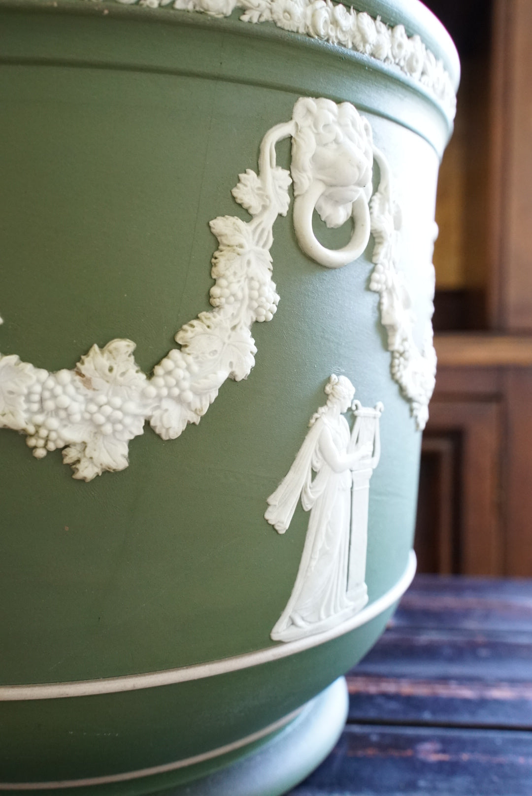 Antique Large Wedgwood Green “Muses” Jardiniere (Please Read)