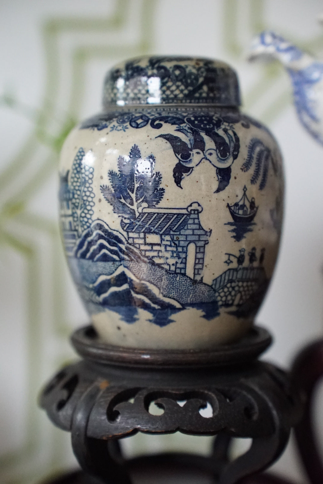 Vintage Petite Blue Willow Ginger Jar